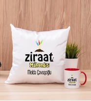 Ziraat Mühendisi Kare Yastık ve Kırmızı Kupa Bardak