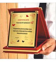 SEVGİLİLER GÜNÜ HEDİYESİ EN İYİ SEVGİLİ KADİFE KUTULU PLAKETİ