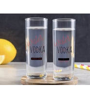 BK Gift Kişiye Özel Renkli Baskılı Vodka Tasarımlı İkili Vodka Bardağı-2 (Beyaz)