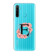 Pembe Çiçekli Harf Tasarım Süper Şeffaf Silikon Telefon Kılıfı Oppo Realmi 6i E-