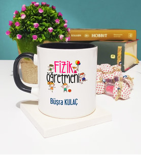 Fizik Öğretmeni Tasarımlı Kişiye Özel Hediye Fizik Öğretmeni Kupa Bardak Siyah