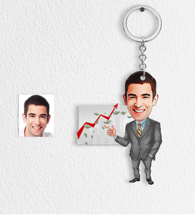 BK Gift Kişiye Özel Bay Bankacı Karikatür Anahtarlık  2