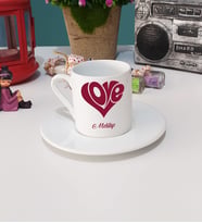 Sevgiliye Hediye Love Tasarımlı Sevgili Türk Kahvesi Fincanı