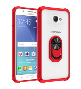 Microsonic Samsung Galaxy J7 Prime 2 Kılıf Grande Clear Ring Holder Kırmızı