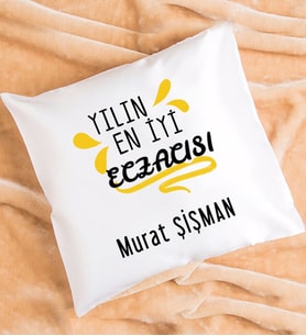 Yılın En İyi Eczacısı Tasarımlı Eczacıya Hediye Eczacı Yastık