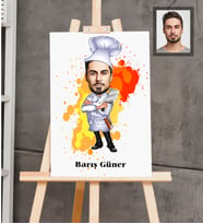 Kişiye Özel Kasap Karikatürlü  Ahşap Tablo 30x47 Bay-1