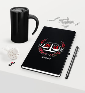 BK Gift Kişiye Özel Avukat Temalı Siyah Defter Kalem ve Termos Mug Seti - 2 (Model 1)