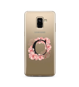 Pembe Çiçekli Harf Tasarım Süper Şeffaf Silikon Telefon Kılıfı Samsung A8 Plus C