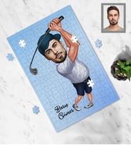 Kişiye Özel Golfçü Karikatürlü A3 240 Parça Puzzle Bay-2