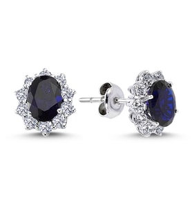 Lova Pırlantalı Oval Safir Anturaj Küpe - 3050007