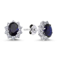 Lova Pırlantalı Oval Safir Anturaj Küpe - 3050007