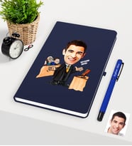 BK Gift Kişiye Özel Bay Avukat Karikatürlü Lacivert Defter Kalem Seti - 3