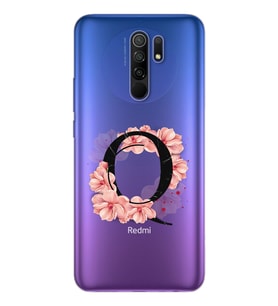 Pembe Çiçekli Harf Tasarım Süper Şeffaf Silikon Telefon Kılıfı Xiomai Redmi 9 Q-