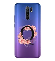 Pembe Çiçekli Harf Tasarım Süper Şeffaf Silikon Telefon Kılıfı Xiomai Redmi 9 Q-