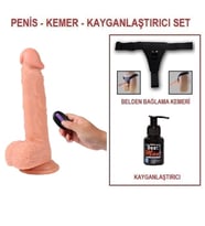 LilituShop 21 cm Belden Bağlamalı Kumandalı Titreşimli Realistik Penis + Kemer + Kayganlaştırıcı Hediyeli
