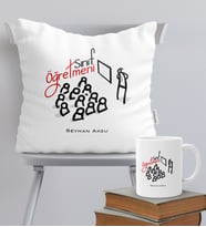 BK Gift Kişiye Özel Sınıf Öğretmeni Temalı Yastık Kupa Seti - 2