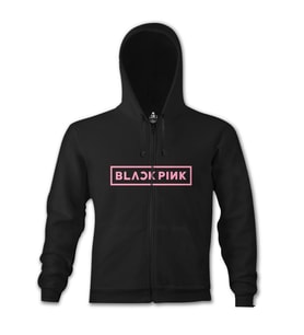 Black Pink - Logo Siyah Erkek Kapşonlu