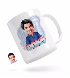 BK Gift Kişiye Özel Erkek İsimli Karikatürlü Beyaz Kupa Bardak-1