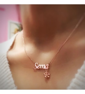 Kişiye Özel İsimli Kar Taneli Gümüş Kolye Özel Gün Hediyesi (Rose)