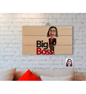 BK Gift Kişiye Özel Kadın Big Boss Karikatürlü Otantik Ahşap Palet Tablo-2