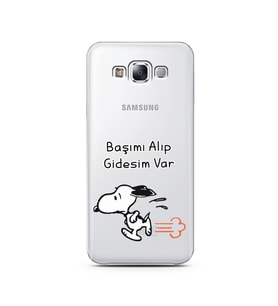 Snoopy Tasarımlı Süper Şeffaf Silikon Telefon Kılıfı Samsung E7