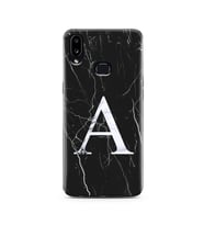 Samsung A10s Siyah Mermer Harf Tasarımlı Telefon Kılıfı A-Harfi 