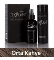 Fixplant Saç Dolgunlaştırıcı Set Topik 28 Gr. + Sprey - Seyrek Saçlar için Saç Tozu - Fixplant Saç Fiberi - Orta Kahve
