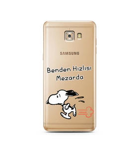 Snoopy Tasarımlı Süper Şeffaf Silikon Telefon Kılıfı Samsung C7 Pro 