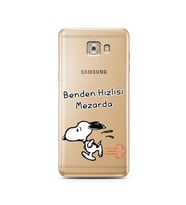 Snoopy Tasarımlı Süper Şeffaf Silikon Telefon Kılıfı Samsung C7 Pro 