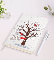 BK Gift Kişiye Özel İsimli Yılbaşı Mutlu Yıllar Beyaz Defter ve Kalem Hediye Seti-25 (Model 1)