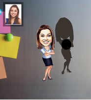Kişiye Özel İş Kadını Karikatürlü Ahşap Magnet Bayan-5
