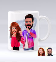 BK Gift Kişiye Özel Sevgililer Animasyon Karikatürlü Beyaz Kupa Bardak-32