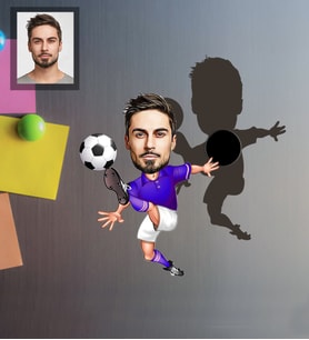 Kişiye Özel Futbolcu Karikatürlü Ahşap Magnet Bay-2