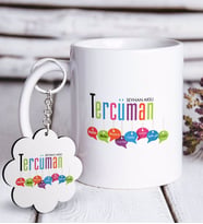 BK Gift Kişiye Özel Mesleki Tercüman Beyaz Kupa ve Anahtarlık Hediye Seti (Model 1)