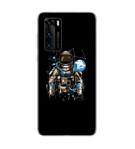 Uzay Astronot Tasarım Süper Şeffaf Silikon Telefon Kılıfı Huawei P40
