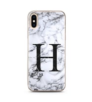 Iphone Xs Beyaz Mermer Harf Tasarımlı Telefon Kılıfı H-Harfi 