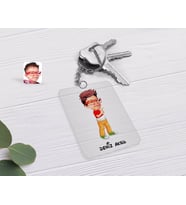 BK Gift Kişiye Özel Erkek Çocuk Karikatürlü Şeffaf Pleksi Anahtarlık-1 (Beyaz)