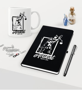 BK Gift Kişiye Özel Avukat Temalı Siyah Defter Kalem Kupa Seti - 16 (Model 1)
