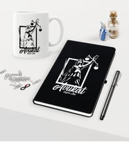 BK Gift Kişiye Özel Avukat Temalı Siyah Defter Kalem Kupa Seti - 16 (Model 1)