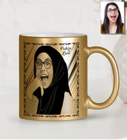 BK Gift Kişiye Özel Türbanlı Karikatürlü Altın Yaldız Kupa Bardak 40759