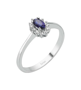 Sirius Pırlanta ve Oval Safir Taşlı Anturaj Yüzük 0717R0129