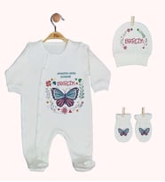 Pia Baby GL 1910-01 İsme Özel Üçlü Tulum Set