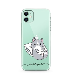 Uykucu Kedicik Tasarımlı Kişiye Özel Telefon kılıfı (tüm modeller mevcuttur)