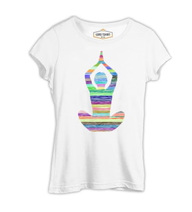 Yoga - Lines Beyaz Kadın Tshirt