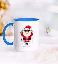 BK Gift Kişiye Özel Noel Baba Mavi Kupa ve Kar Tanesi Kolye-1 (Model 1)
