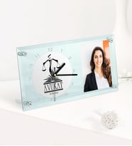 BK Gift Kişiye Özel Avukat Temalı Masaüstü Cam Saat - 5 (Beyaz)