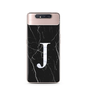 Samsung A80 Siyah Mermer Harf Tasarımlı Telefon Kılıfı J-Harfi 