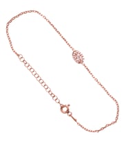 Baget Beyaz Taşlı Oval Rose Kaplama Gümüş Bileklik