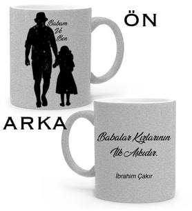 BK Gift Kişiye Özel Babalar Günü Temalı Gümüş Simli Kupa Bardak 28456