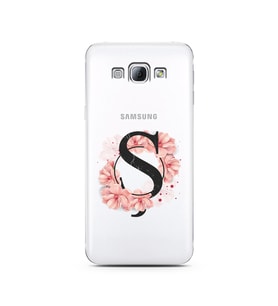 Pembe Çiçekli Harf Tasarım Süper Şeffaf Silikon Telefon Kılıfı Samsung A8 (2015)